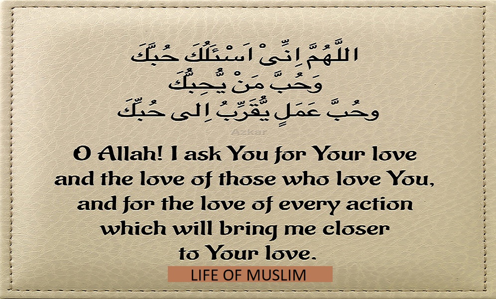 O Allah, I ask You for Your Love, the love of those who love You, and deeds which will cause me to attain Your Love. 