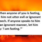 If Anyone Speaks To Him In An Ignorant Manner, Let Him Say, I Am Fasting