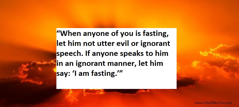 If Anyone Speaks To Him In An Ignorant Manner, Let Him Say, I Am Fasting